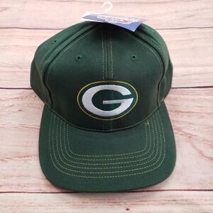 NEW Vintage Green Bay Packers Hat Cap Snap Back Green NFL‎ Football Mens 90s B8